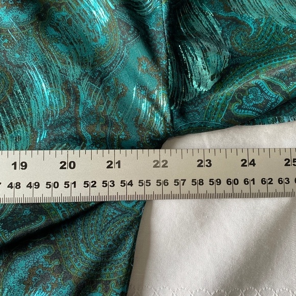 Bernard Cowan Vintage Satin Blouse Green Metallic Mock Neck Size 11/12 - Picture 10 of 13